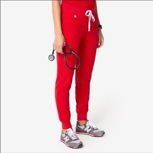 FIGS ZAMORA SCRUB/JOGGER PANTS: LARGE/PETITE, RED. LIMITED EDITION COLOR! NWOT.